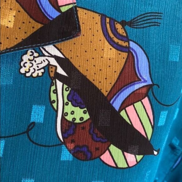 Vintage Diane Von Furstenberg Art To Wear Lady Novelty Print Avant Garde Top - Picture 6 of 9